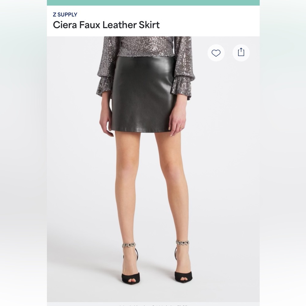 Z Supply Ciera Faux Leather Skirt in Black
